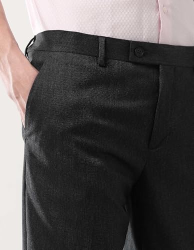 Arrow Tapered Fit Dobby Weave Trousers Black