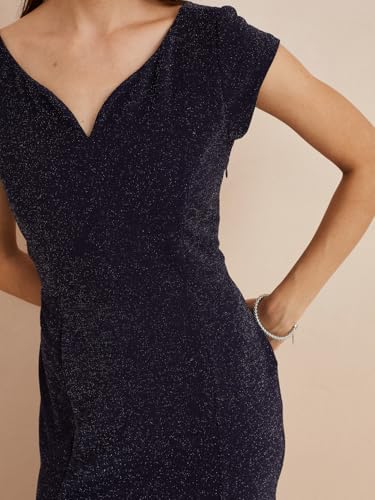 Latin Quarters Women's Blue Sweatheart Neck Cap Sleeves Solid Party Bodycon Dress_L