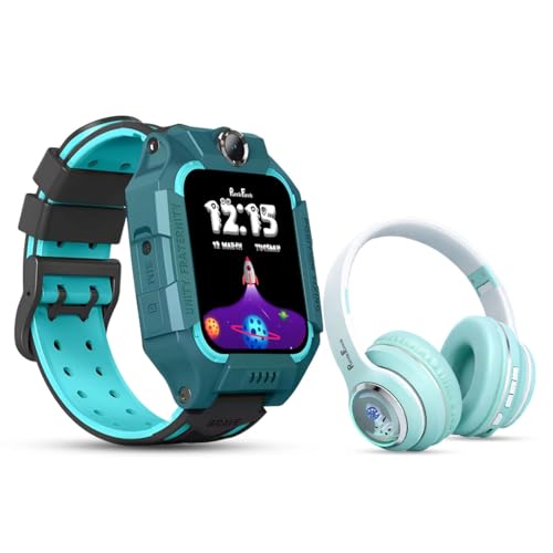 PunnkFunnk Kids Watch + Headphone Combo, GPS, SOS, Camera, Touch Display, Wireless Headphones with Bluetooth 5.3, HD Sound, Built-in Mic, Comfortable Over-Ear Design