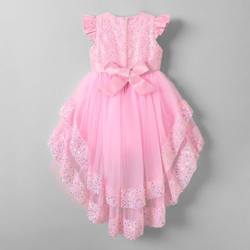 Hopscotch Girls Pink Short Sleeves Sequin Embellished Dress for Age (18-24 Months)
