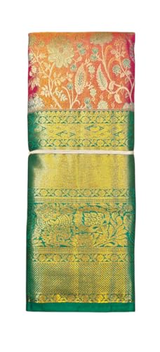VFCollections Women's Traditional Handloom Kanchipuram Silk Pure Pattu Sarees | Rich Zari Woven Design | Bridal Saree | Unstitched Blouse (VFC647-4)