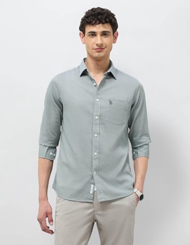 U.S.Polo ASSN. Men's Tailored Fit Shirt (USSHT3141_Olive