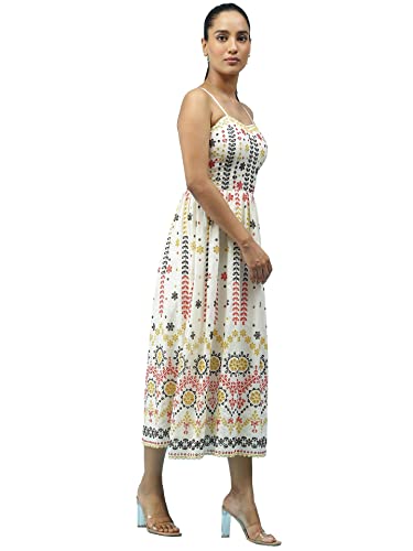 Label RITU KUMAR White Embroidered Strappy Midi Dress