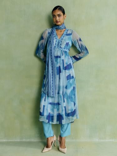 Aarke Ritu Kumar Blue Riverstone Kurta With Pant And Dupatta