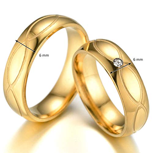 Peora 18K Gold Plated Designer Engagement Solitaire Couple Band Rings for Women Men