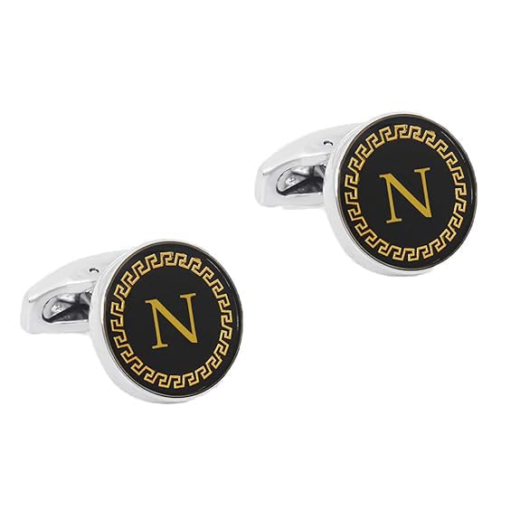 AMAAL Cufflinks for Men Boys Cuff links Formal Stainless Steel Cufflink For Men Alphabet Letters N Birthday Gift Anniversary Husband Cuff Links Cufflinks Set Mens Boys Man Boy Valentine Gifts -A14