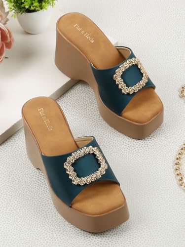 Flat n Heels Womens Blue Pumps FnH 3121-BLU