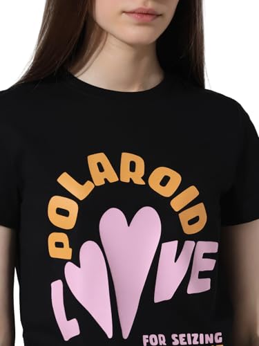 ONLY Women Printed Cotton Black T-Shirt