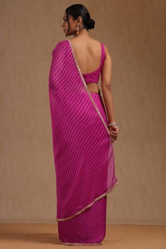 Soch Womens Fuchsia Georgette Leheriya Print Saree