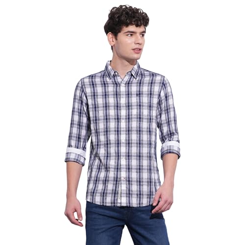Being Human Navy Regular Fit Regular Collar Men's Shirt Clothing