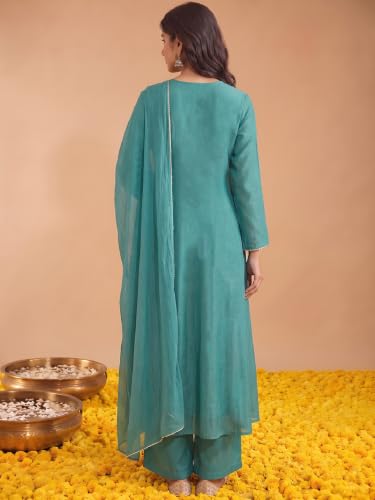 Varanga women's mul chanderi kurta set with chiffon dupatta