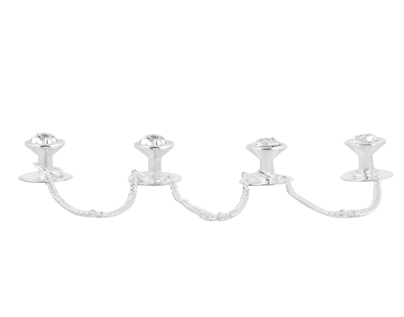 THANU'S CRAFT Stone Silver Plated Kurta Buttons Cufflinks Studs With Chain For Men and Women