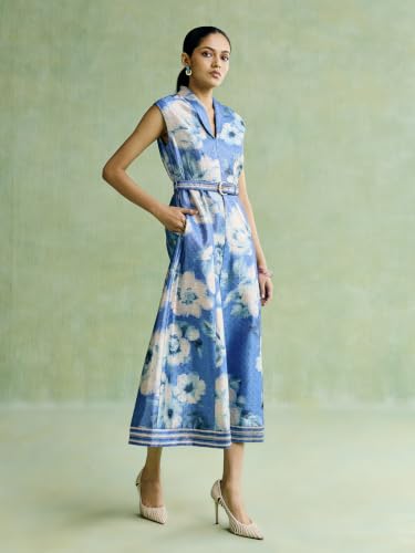 Aarke Ritu Kumar Blue Ananta Festive Long Dress with Belt
