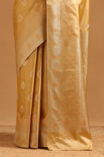 Soch Womens Gold Tissue Zari Woven Saree