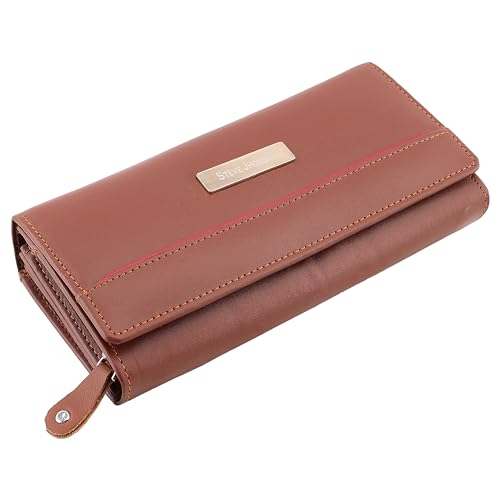 Steve Jhonson Pure Leather Wallet for Women - Women Wallet with ID Card Holder - Hand Clutches for Women - Mini Ladies Wallet with Coin Pocket (TAN)
