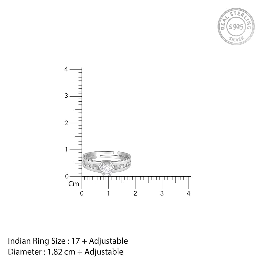 GIVA 925 Silver Classic Zircon Ring For Him, Adjustable | Gifts for Men and Boys | With Certificate of Authenticity and 925 Stamp | 6 Months Warranty