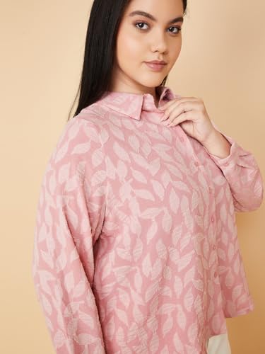 Max Women Textured Regular Fit Shirt (Pink_5XL)