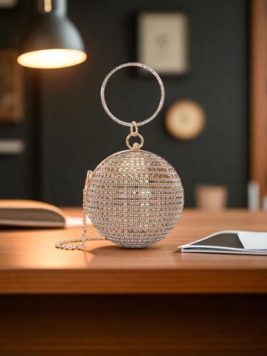 TOOBA Handicraft Women's Embellished Beads & Stones Ball Shaped Clutch Bag| Evening Bag, Bridal Purse & Party Handbag | Wedding & Special Occasion Clutch
