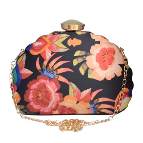 Artklim Black Floral Printed Clutch