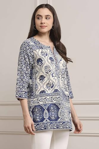 Biba Women Indigo Cotton Straight Kurta_46