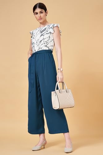 Women's Annabelle Teal Jumpsuit Regular Fit,Teal,XS