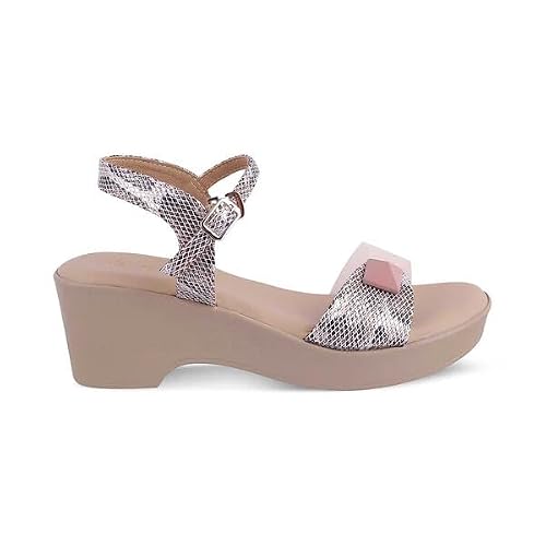 tresmode PYTHON Women's Heel Sandals Footwear Casual, UK 7 / EU 40 - Soft Comfortable Formal Office Fancy Shoe Wear (Pink)
