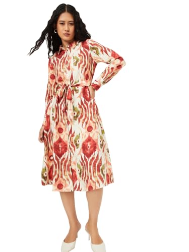 Max Women's Polyester A-Line Below The Knee Dress (EC58003_Multi Multicolour