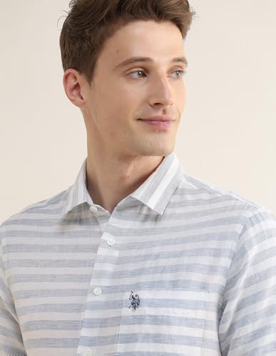 U.S.Polo Association Men's Horizontal Striped Regular Fit Shirt