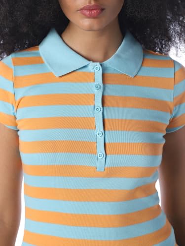 ONLY Women's Striped Regular Fit Multicolor T-Shirt