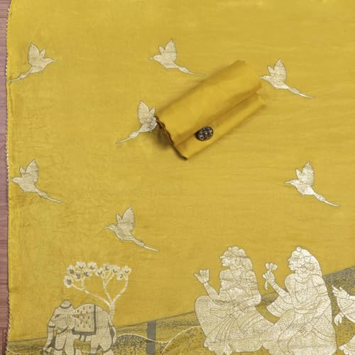 Biba Women Mustard Modal Unstitched Suit Set_Free Size