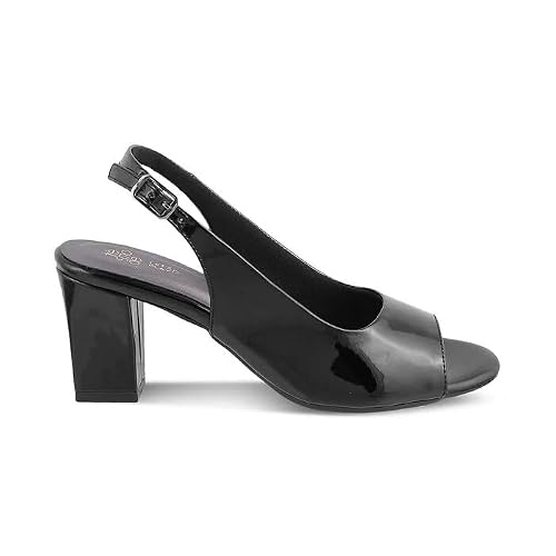 tresmode WOO Women's Block Heel Pump Sandals Black, 7 UK / 40 EU - Open Toe 3 inch Heels Footwear Soft Comfortable