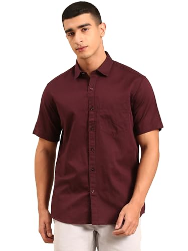 Cavallo by Linen Club Half Sleeve Solid Regular Fit Linen Casual Shirt