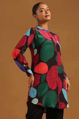 Soch Womens Black Crepe Geometric Co-ord Set