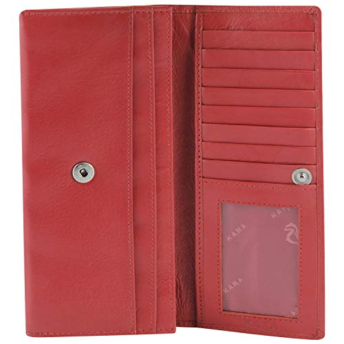 KARA Red Genuine Leather Wallet for Women - Ladies Bifold Purse/Dailywear Wallet for Women