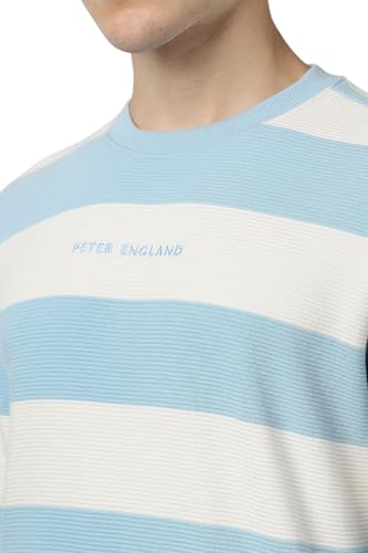 Men Light Blue Patterned Crew Neck Sweatshirt