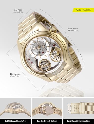 Invicta Specialty Men 46mm Stainless Steel Gold Gold dial PC21AF Quartz