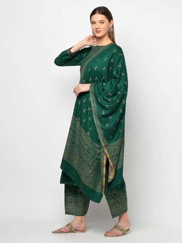 AFSA Women Winter Acro Wool Woven Suit With Stole Unstitched Dress Material For Winter Wear