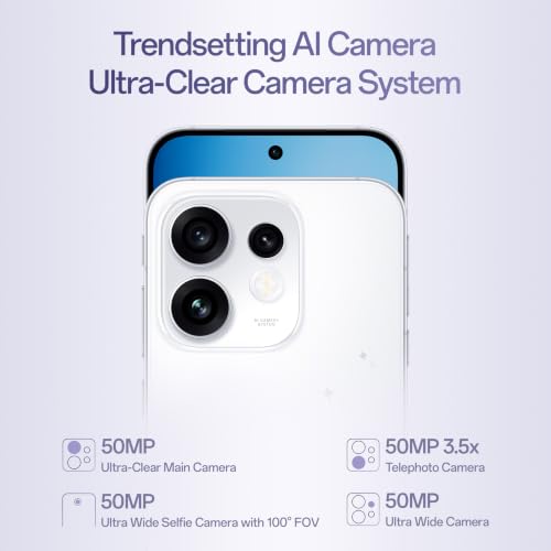Oppo Reno16 5G (Stellar Purple, 8GB, 256GB) | 50MP 3.5X Telephoto Camera | 4K 60fps HDR Video | AI Remix Collage | Snapdragon 7 Gen 4 | 6700mAh 80W SUPERVOOC | ColorOS 16 | IP69K