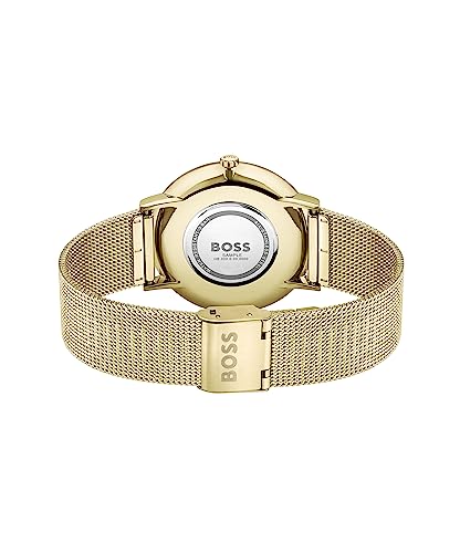 BOSS Hugo Stainless Steel Skyliner Analog Black Dial Men Watch-1513909, Gold Band