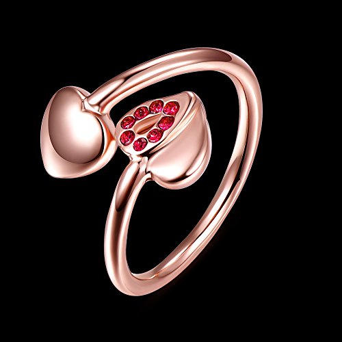 Via Mazzini Rose Gold Plated Twisted Proposal Red Heart Ring for Women and Girls (Ring0338)