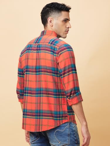 Being Human Amber Coloured Men Shirts (Size: M)-BHMLS24543-AMBER