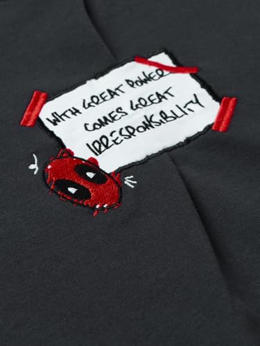 The Souled Store Deadpool: The Degenerate Men and Boys Short Sleeves Round Neck Grey Embellished Casual Lightweight Drop Shoulder Streetwear Trendy Oversized T-Shirt