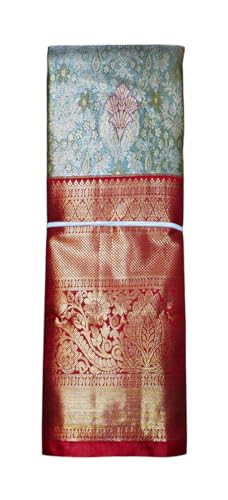 VFCollections Women's Traditional Handloom Kanchipuram Silk Pure Pattu Sarees – Parrot Border | Rich Zari Woven Design | Bridal Saree | Unstitched Blouse (VFC700-1)