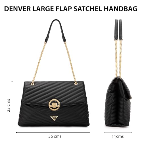 Lavie Signature Women's Denver Quilted Flap Satchel Handbag for Women | Satchel Bag for Work | Ladies purse | Stylish Shoulder Bag | Gift For Women