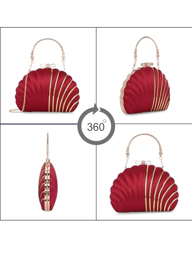 TOOBA Women's Maroon Handicraft Beautiful Bling Box Clutch Bag for Wedding, Banquet, Gift Family, & Friends