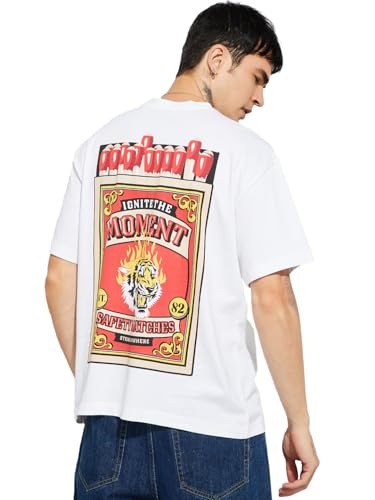 Max URB_N Men Printed Oversized T-Shirt(Off White_S)