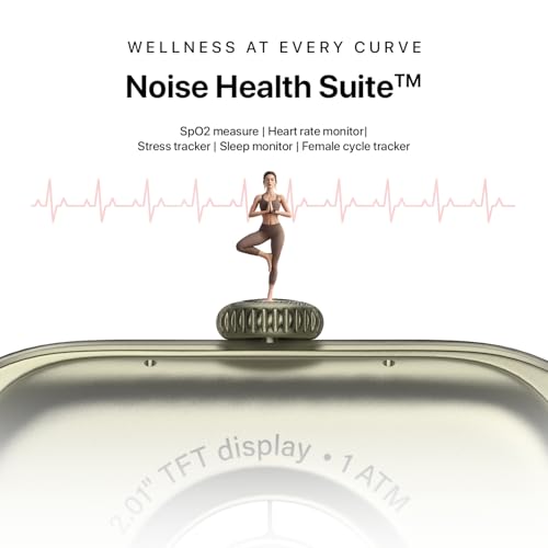 Noise Icon Arc 2.01" Immersive Curved Display Smartwatch, 10-Day Battery, 1ATM Water Resistant, Functional Crown, 100+ Sports Modes, Health Suite™, Voice Assistant, Built-in Games (Nickel Brown)