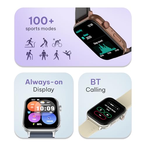 Noise Icon 5 Smartwatch with AI Watch Faces & AI Search, 1.95” AMOLED Display, 10 Days Battery, Bluetooth Calling, 100+ Sports Modes, IP68 (Starlight Gold)