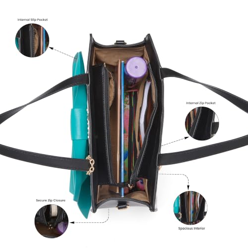 Caprese Kelsey Satchel Medium for Women| Adjustable & Detachable Strap | Multi‑Compartment Shoulder Bag with Zipper Closure & Stylish Charm | Everyday Fashion Handbag