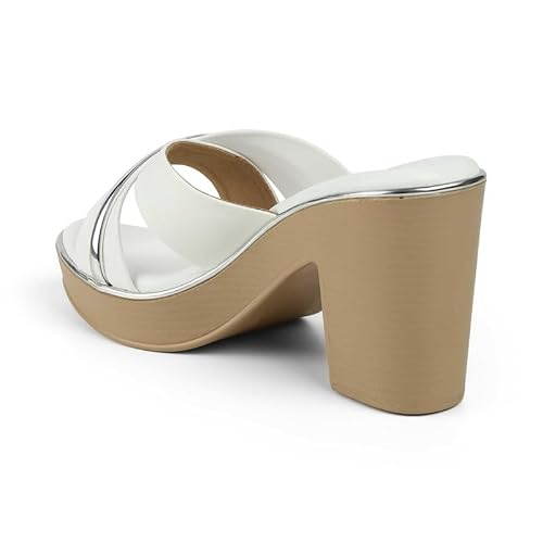 tresmode ALBANNY White Women's Dress Block Heel Sandals in Size 5 UK / 38 EU